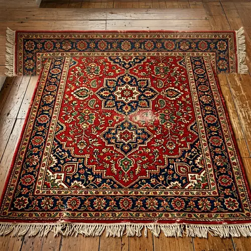 Traditional Soviet Carpet with Rich Geometric Motifs