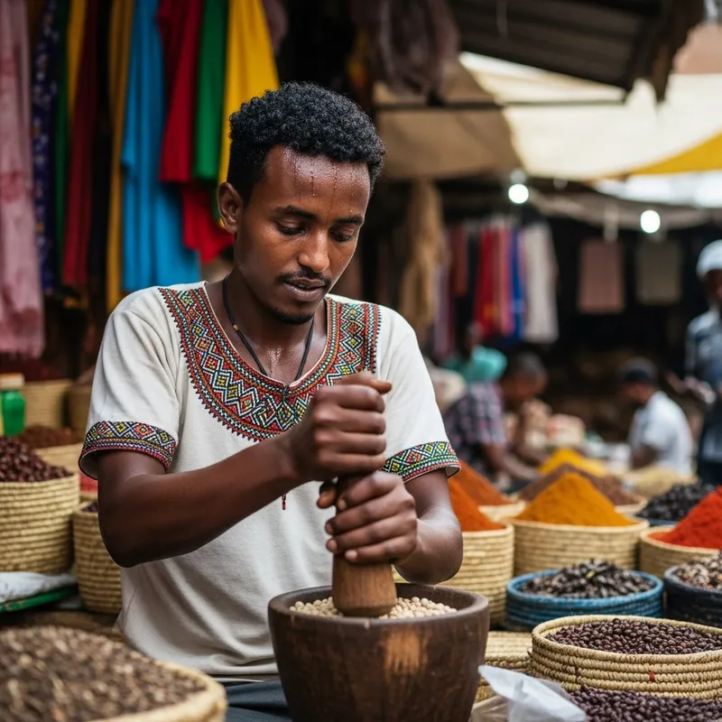 Ethiopian Young Man at Work - Cultural Insights