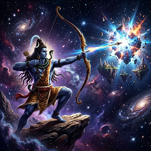 Lord Shiva Cosmic Energy: God of Destruction Blasting Islands