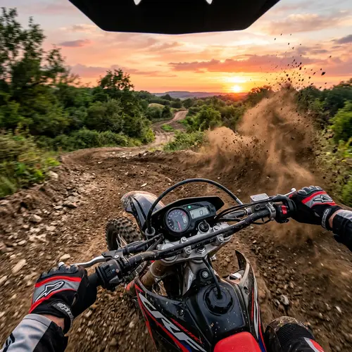 Immersive POV Motorcycle Riding Experience on a Dirt Track