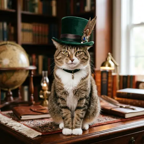 Fashion-Forward Feline: Elegant Cat in Stylish Hat