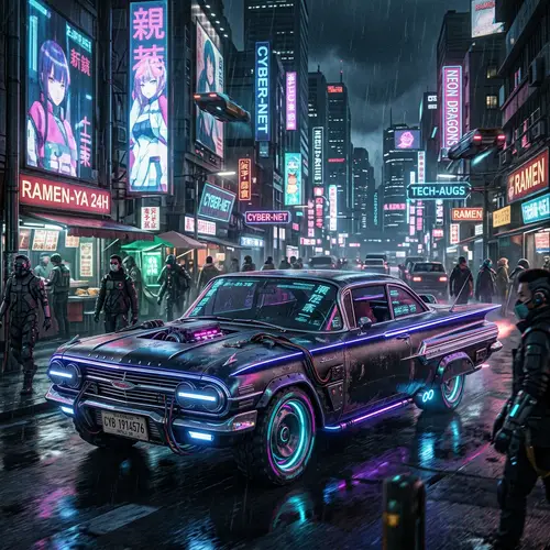 Cyberpunk 1960 Chevy Impala: Futuristic Design
