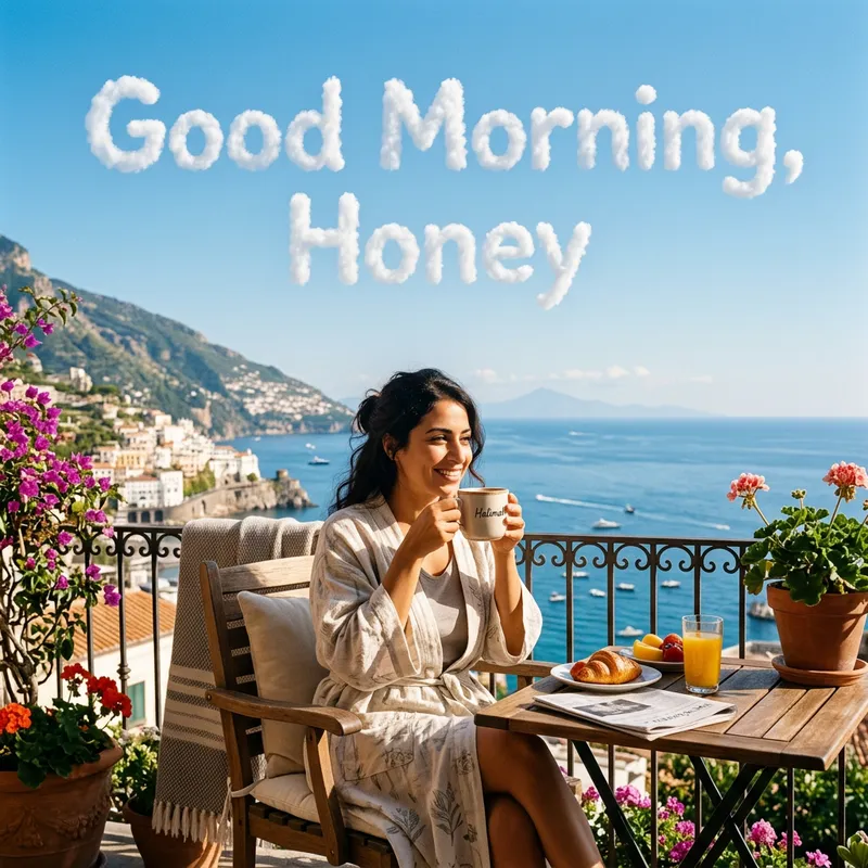 Good Morning Halimah: Sipping Coffee in a Sunny Morning Scene