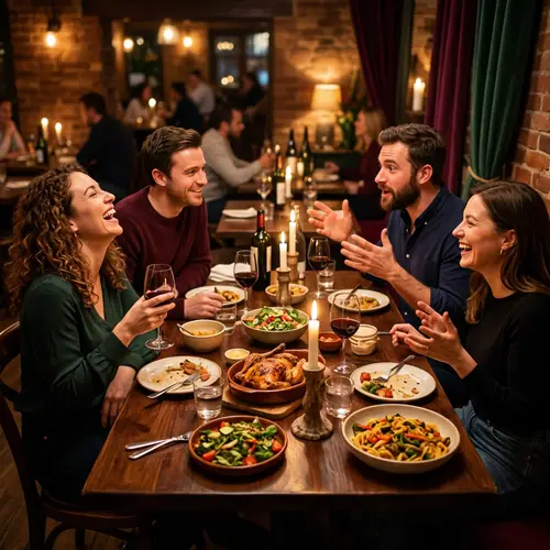 Cozy Restaurant Scene with Elegant Dinnerware