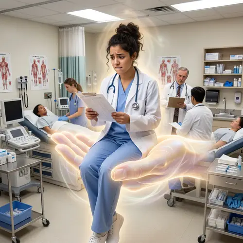 Fearful Hispanic Medical Student in Divine Assistance