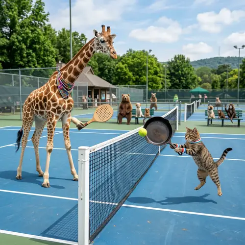 Cat vs Giraffe: Paddle Tennis Showdown