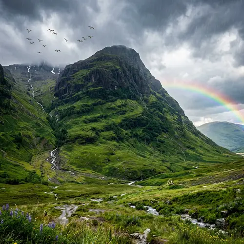 Majestic Rain-Drenched Mountain | Tranquil Beauty