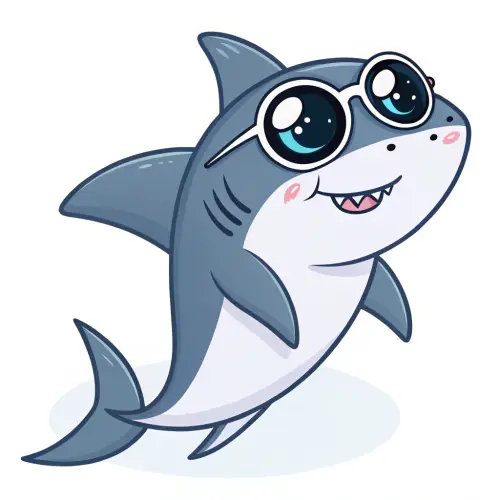 Cute Shark Twitch Emote with Sunglasses