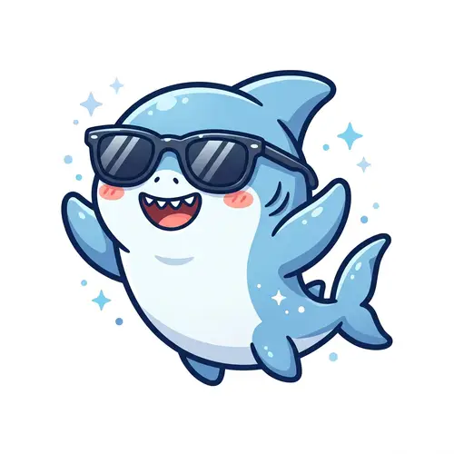 Cute Shark Twitch Emote with Sunglasses