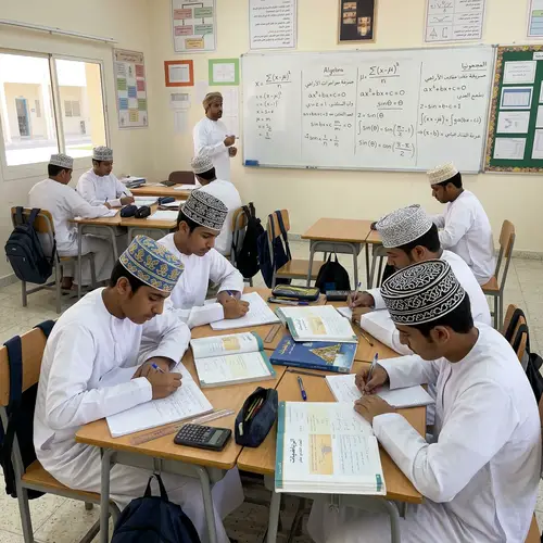 Omani Male High School Students Learning in Class