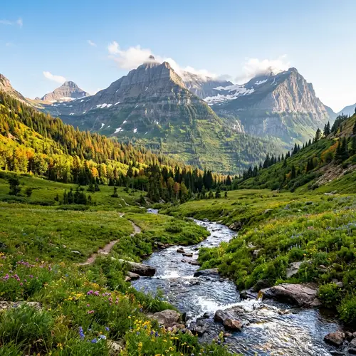 Majestic Mountain View: Peaks, Meadows & Trees | Tranquil Haven