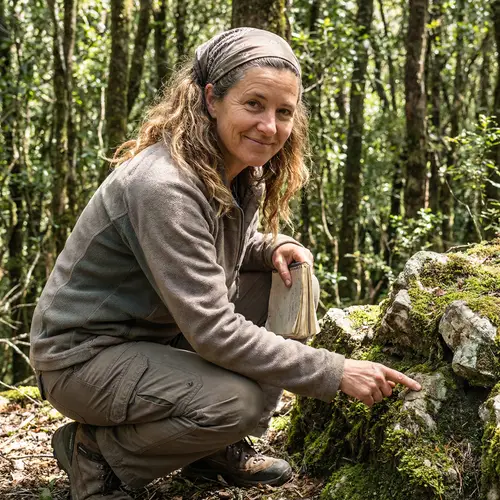 Loving Explorer: Caucasian Woman with Wavy Brown Hair