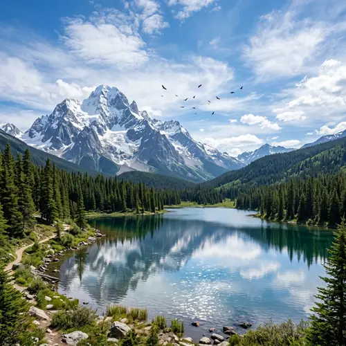 Majestic Snow-Capped Mountain Panorama