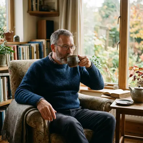 Man Sitting and Enjoying Tea