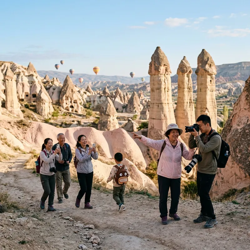 Exploring Cappadocia's Fairy Chimneys with a Chinese Tour Group
