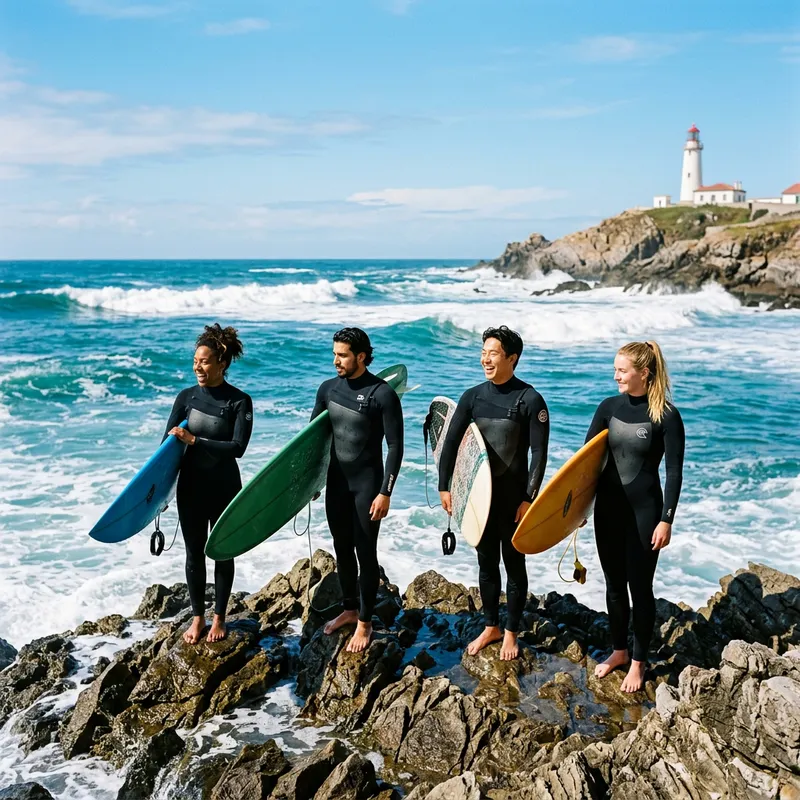 Daring Surfing Adventure on Jagged Rocks Daring Surfing Adventure on Jagged Rocks