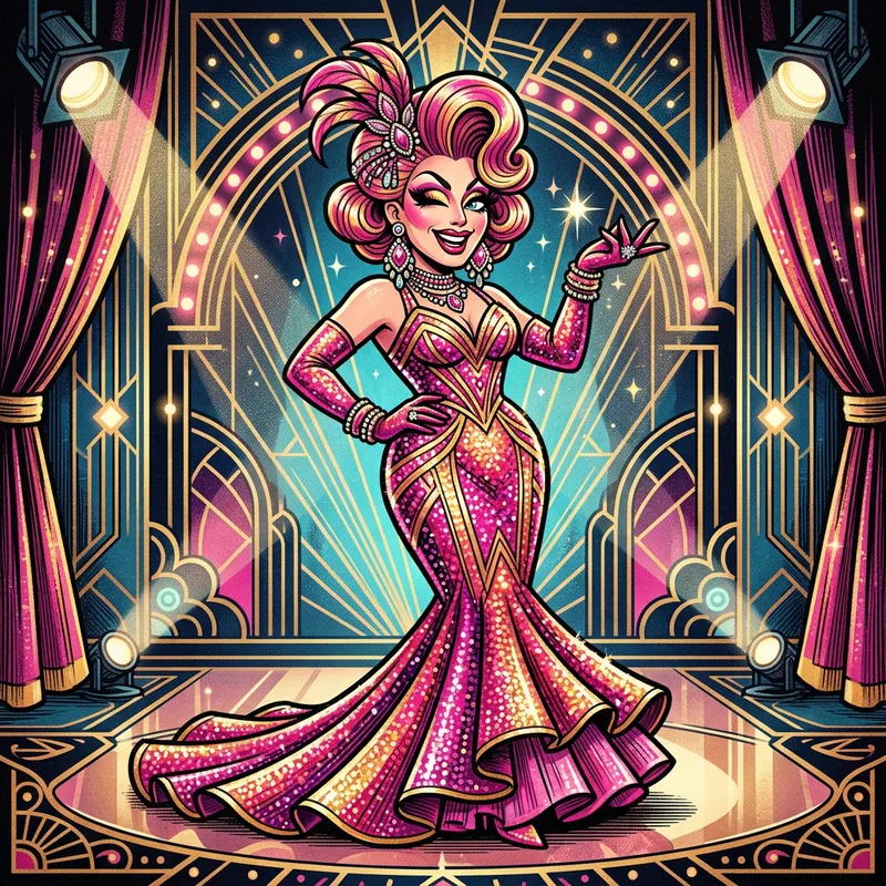 Glamorous Drag Queen Betty Boop in Art Deco Style