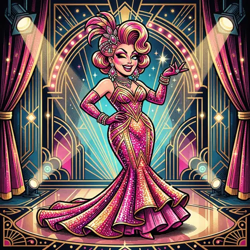 Glamorous Drag Queen Betty Boop in Art Deco Style