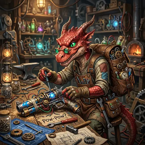 DND Kobold Artificer: Emerald Eyes & Red Scales