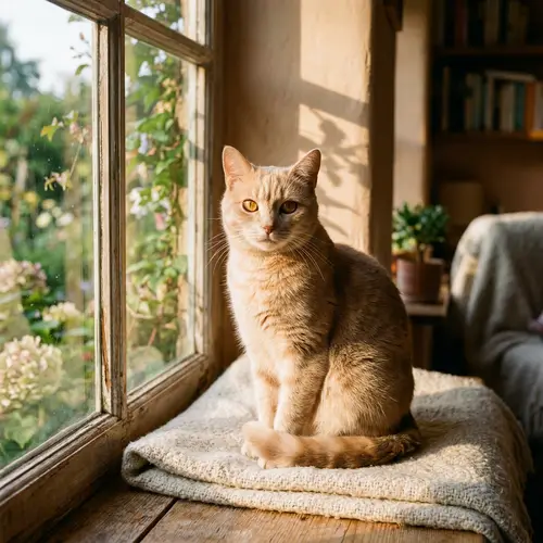 Graceful Domestic Cat Basking in Sunlight
