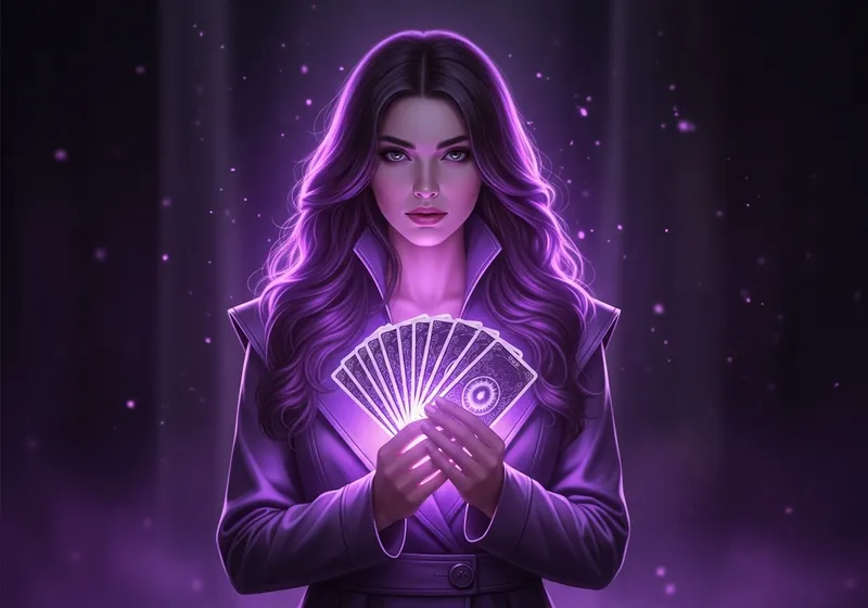 Mystical Woman with Tarot Cards in Ethereal Glow