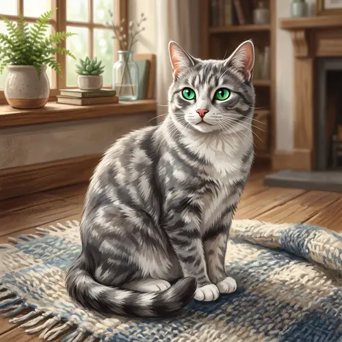 Gray and White Housecat: Captivating Illustration