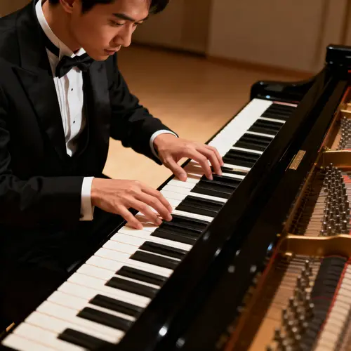 Elegant Male Pianist Performing on Grand Piano