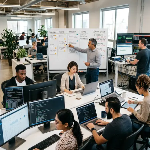 Diverse Office Team Working Together | Tech Professionals