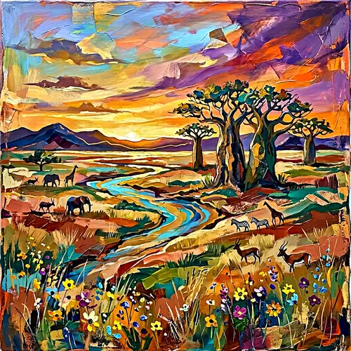 Abstract African Landscapes: Beauty of Savanna & Wildlife
