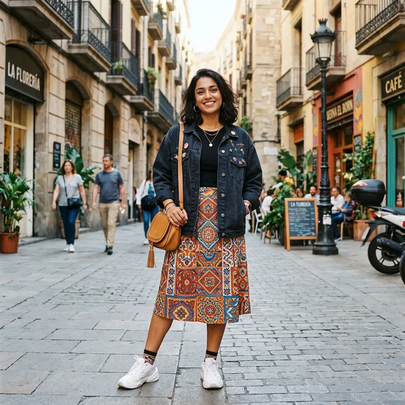 Stylish Spanish Woman in Urban Fashion Look
