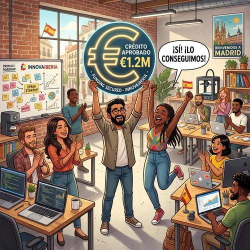 Startup in Spain: Diverse Team Receives Credit Euro | Office Scene