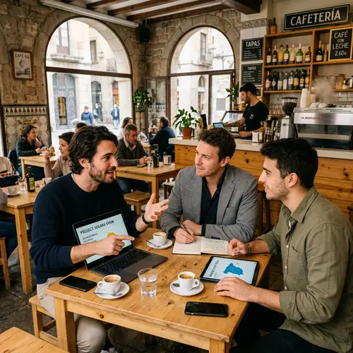 European Co-Founders Planning Startup in Spain | Cafe Meeting