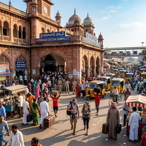 Hyderabad Railway Station | Vibrant Indian Architecture & Diverse Crowd