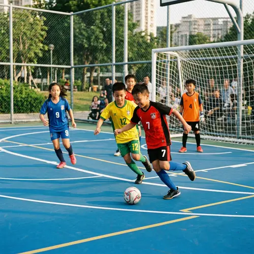 Kids Playing Futsal on the Court
