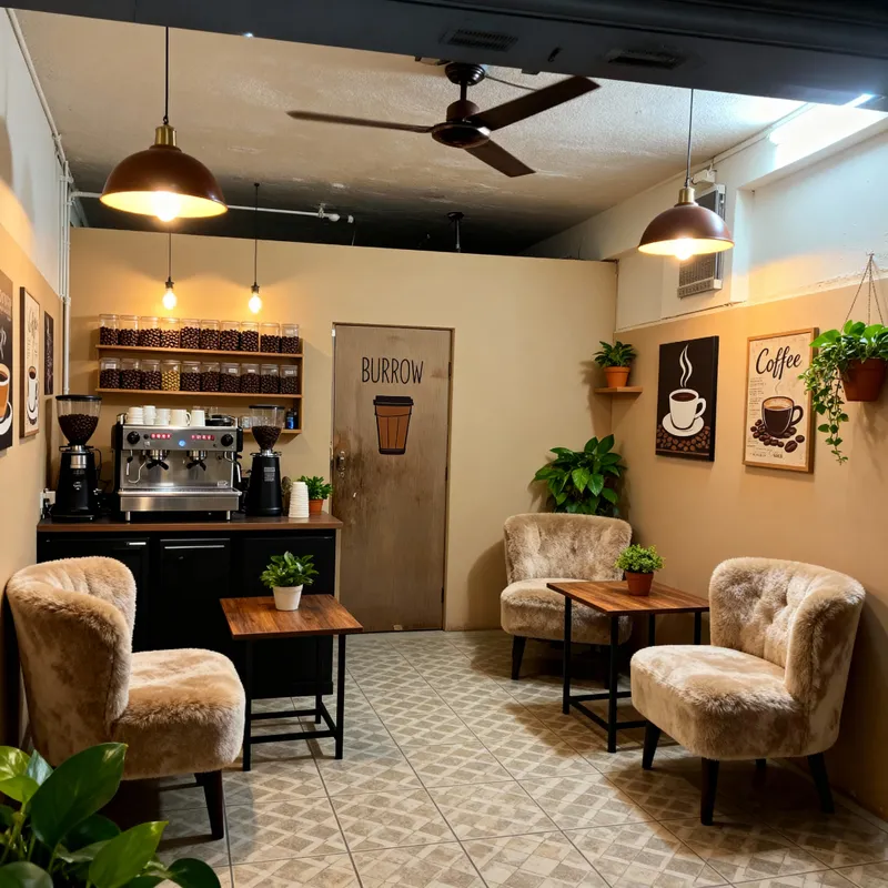 Aesthetic Basement Cafe Design in 250 Sqft