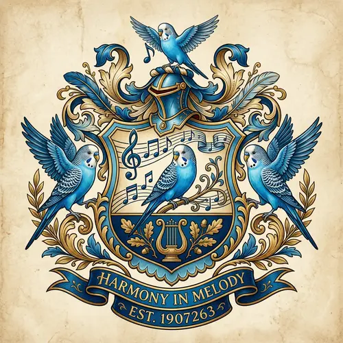 Custom Family Crest with Blue Budgerigar Design
