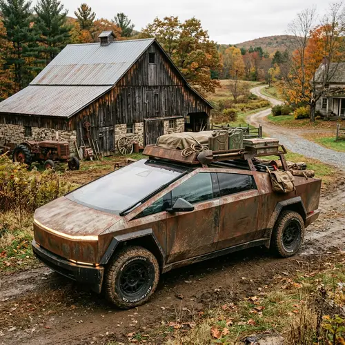 Rustic Cyber Truck: A Unique Blend of Nature and Tech
