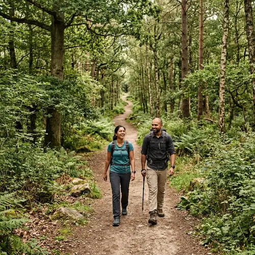 Tranquil South Asian Couple Enjoying Nature Walk in Dense Forest