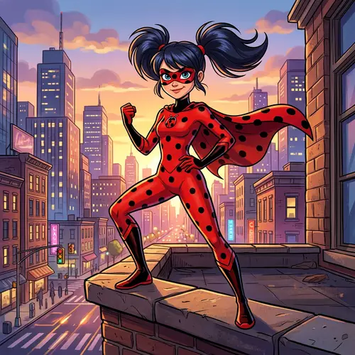 Young Female Superhero in Red and Black Outfit | Original Concept