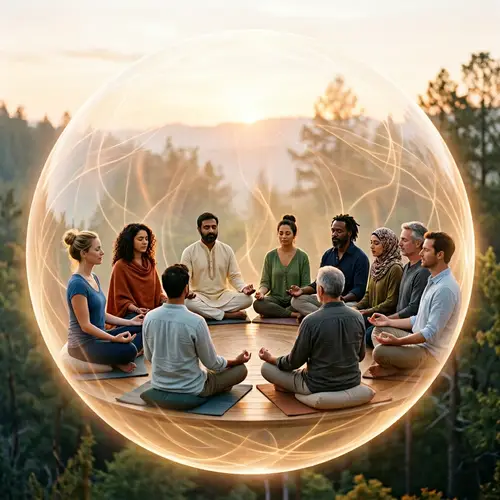 Serenity and Unity: Diverse Group in Peaceful Sphere Meditation