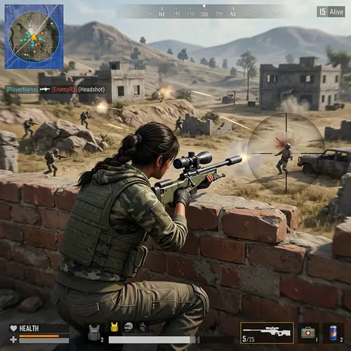 Intense Battle Royale Headshot Gameplay Scene | Adrenaline and Tension