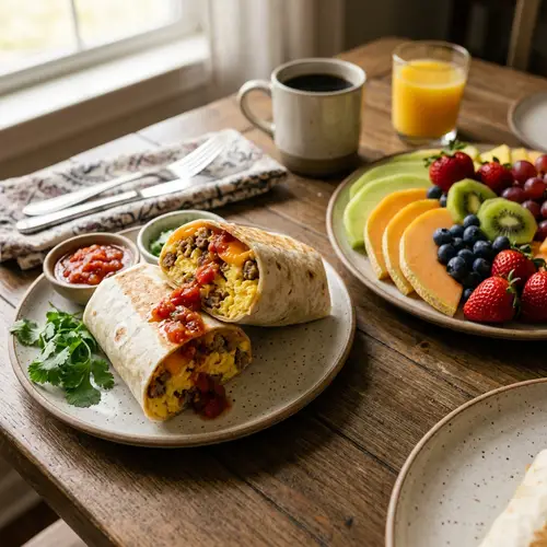 Delicious Breakfast Ideas: Burritos & Fresh Fruit