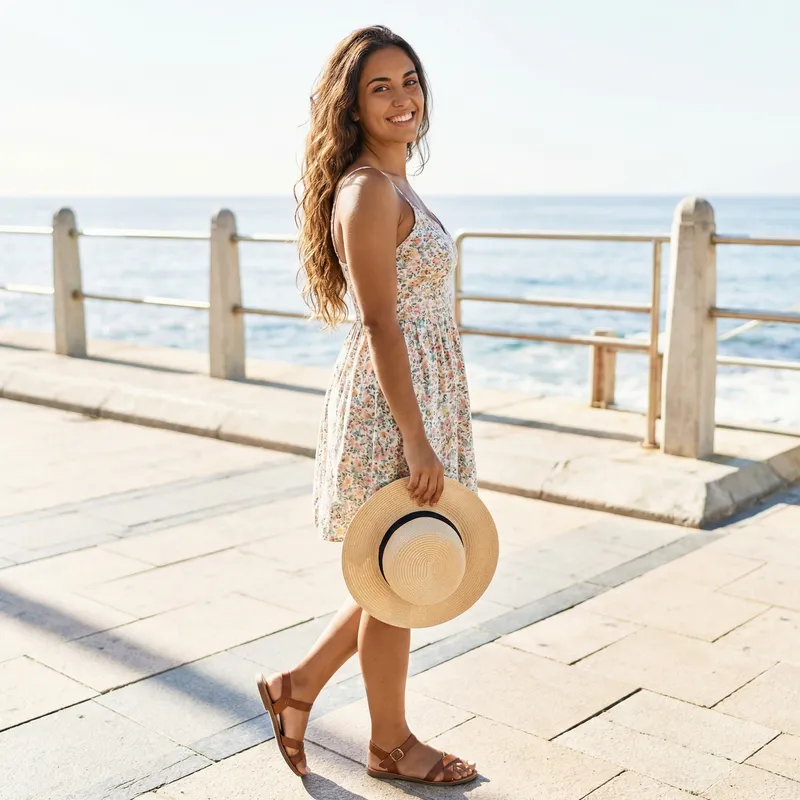 18-Year-Old Hispanic Girl | Radiant Beauty & Summery Style