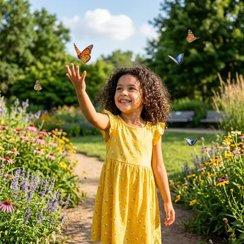 Cheerful Hispanic Girl in Yellow Summer Dress