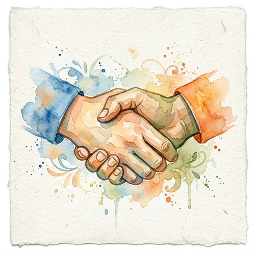 Watercolor Handshake Icon Illustration