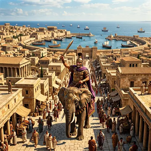 Carthaginian Empire Image: Hannibal Barca on Elephant with Sword