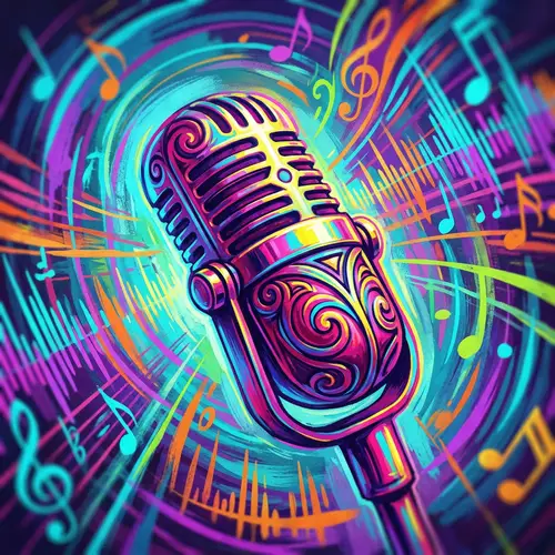 Vibrant Digital Painting of Wireless Microphone | Music-Inspired Art