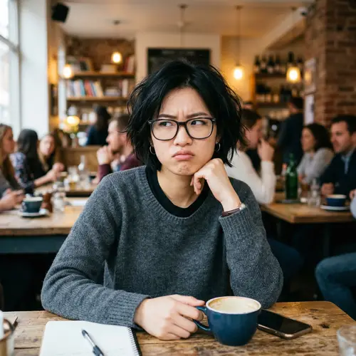 Annoyed 24-Year-Old Asian Girl with Glasses