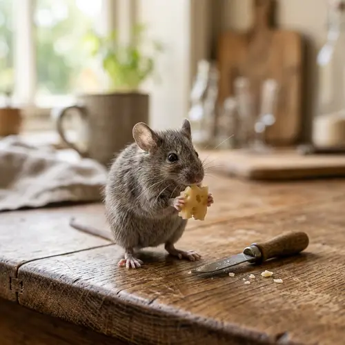 Realistic Photo of a Mouse with Cheese