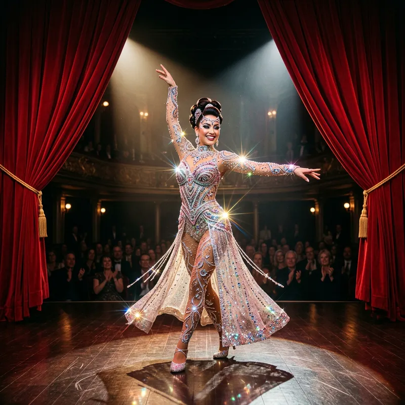 Striking Rhinestone-Encrusted Stage Costume Striking Rhinestone-Encrusted Stage Costume